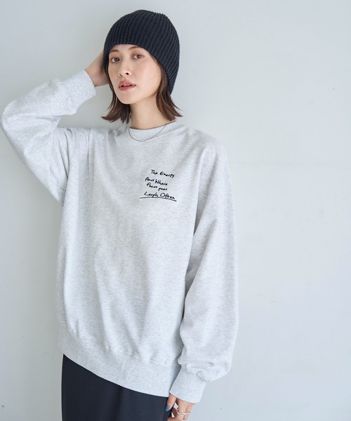 meilmada（メイルマダ）の「メッセージロゴ刺繍スウェット（スウェット・レディース・オートミール/チャコールグレー・FREE）」の9枚目の写真