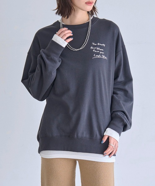 meilmada（メイルマダ）の「メッセージロゴ刺繍スウェット（スウェット・レディース・オートミール/チャコールグレー・FREE）」の11枚目の写真