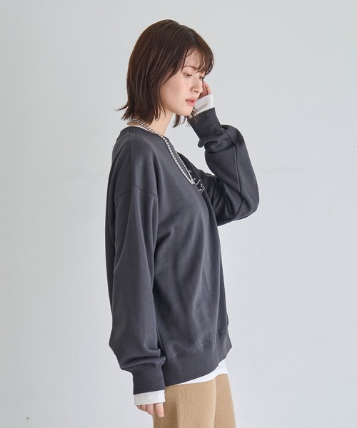meilmada（メイルマダ）の「メッセージロゴ刺繍スウェット（スウェット・レディース・オートミール/チャコールグレー・FREE）」の13枚目の写真