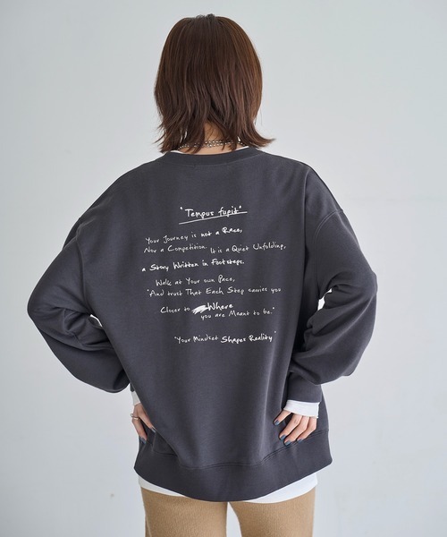 meilmada（メイルマダ）の「メッセージロゴ刺繍スウェット（スウェット・レディース・オートミール/チャコールグレー・FREE）」の14枚目の写真
