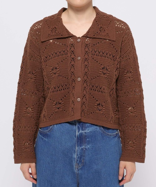 LOWRYS FARM(ローリーズファーム)の「スカシガラカーディガンLS 583263(カーディガン/ボレロ・レディース・ベージュ/ブラウン/ブラック・FREE)」の4枚目の写真