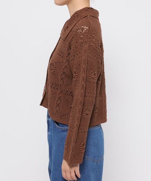 LOWRYS FARM(ローリーズファーム)の「スカシガラカーディガンLS 583263(カーディガン/ボレロ・レディース・ベージュ/ブラウン/ブラック・FREE)」の5枚目の写真
