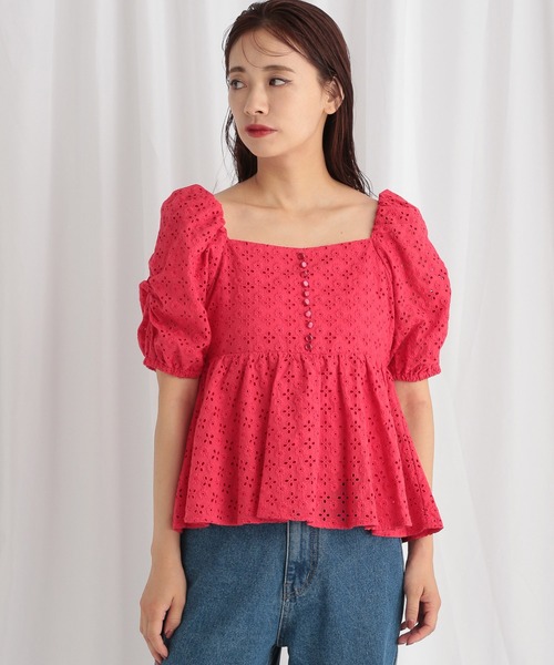 mysty woman（ミスティウーマン）の「【WEB限定】レース刺繍ブラウス　588228（シャツ/ブラウス・レディース・パープル/グリーン/レッド/ブラック/オフホワイト・FREE）」の5枚目の写真