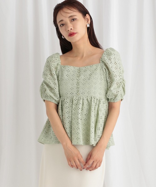 mysty woman（ミスティウーマン）の「【WEB限定】レース刺繍ブラウス　588228（シャツ/ブラウス・レディース・パープル/グリーン/レッド/ブラック/オフホワイト・FREE）」の3枚目の写真