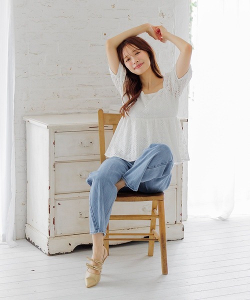 mysty woman（ミスティウーマン）の「【WEB限定】レース刺繍ブラウス　588228（シャツ/ブラウス・レディース・パープル/グリーン/レッド/ブラック/オフホワイト・FREE）」の12枚目の写真