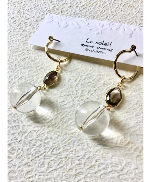 tone（トーン）の「【Le soleil】cool！スモーキークォーツ　ピアス(MA)（ピアス（両耳用）・レディース・ゴールド・FREE）」の2枚目の写真