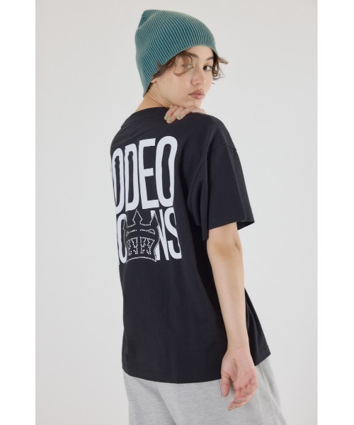 RODEO CROWNS WIDE BOWL（ロデオクラウンズワイドボウル）の「スタッズCROWNロゴTシャツ（Tシャツ/カットソー・レディース・ブラック/オフホワイト/ダークグリーン/マスタード・FREE）」の19枚目の写真