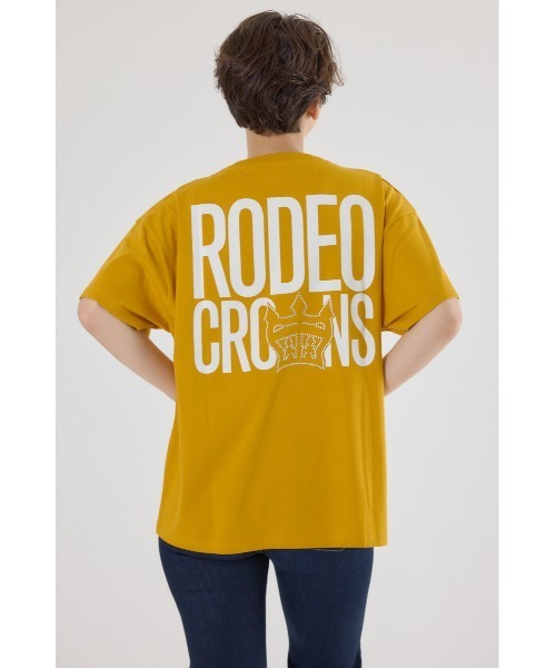 RODEO CROWNS WIDE BOWL（ロデオクラウンズワイドボウル）の「スタッズCROWNロゴTシャツ（Tシャツ/カットソー・レディース・ブラック/オフホワイト/ダークグリーン/マスタード・FREE）」の8枚目の写真