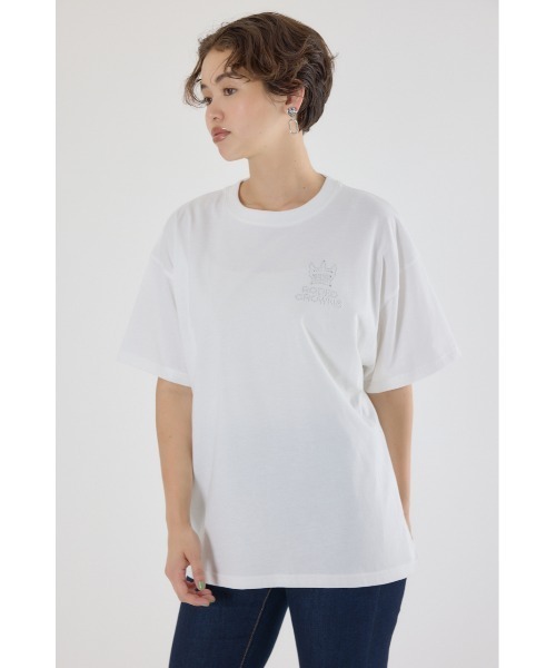 RODEO CROWNS WIDE BOWL（ロデオクラウンズワイドボウル）の「スタッズCROWNロゴTシャツ（Tシャツ/カットソー・レディース・ブラック/オフホワイト/ダークグリーン/マスタード・FREE）」の13枚目の写真