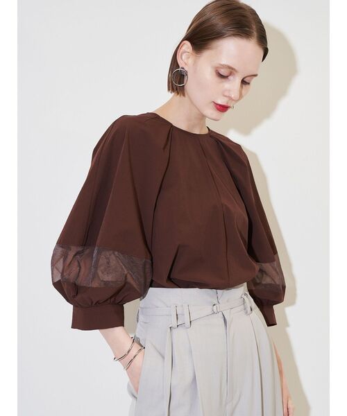 ELENDEEK（エレンディーク）の「オーガンザミックススリーブブラウス（シャツ/ブラウス・レディース・グレー/ブラウン/オフホワイト・FREE）」の3枚目の写真