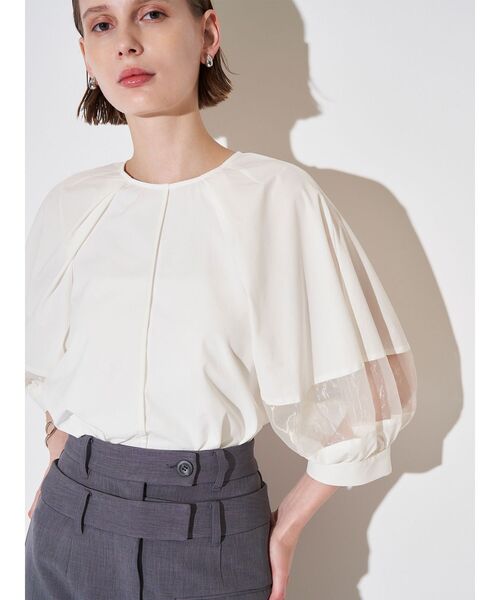 ELENDEEK（エレンディーク）の「オーガンザミックススリーブブラウス（シャツ/ブラウス・レディース・グレー/ブラウン/オフホワイト・FREE）」の2枚目の写真