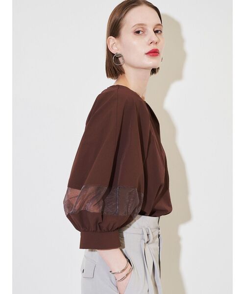 ELENDEEK（エレンディーク）の「オーガンザミックススリーブブラウス（シャツ/ブラウス・レディース・グレー/ブラウン/オフホワイト・FREE）」の4枚目の写真