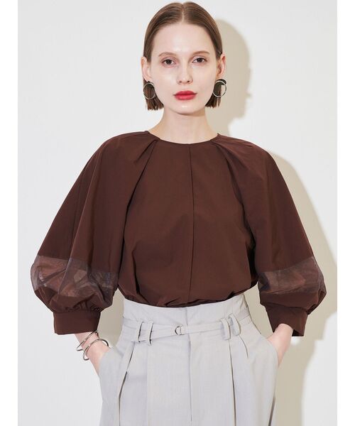 ELENDEEK（エレンディーク）の「オーガンザミックススリーブブラウス（シャツ/ブラウス・レディース・グレー/ブラウン/オフホワイト・FREE）」の5枚目の写真