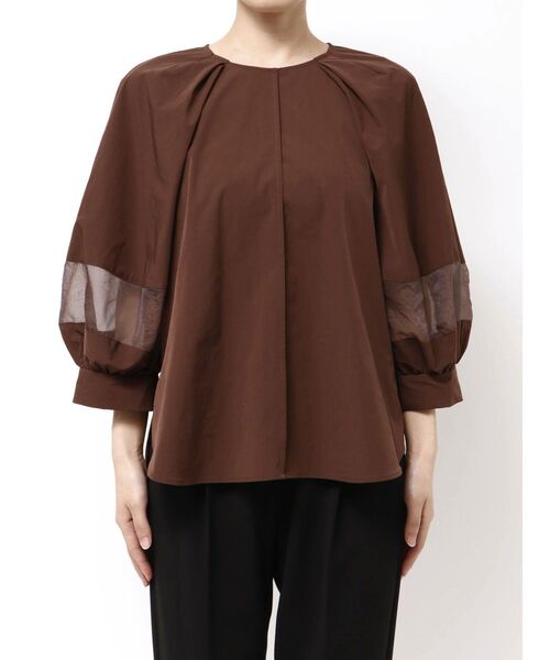 ELENDEEK（エレンディーク）の「オーガンザミックススリーブブラウス（シャツ/ブラウス・レディース・グレー/ブラウン/オフホワイト・FREE）」の9枚目の写真