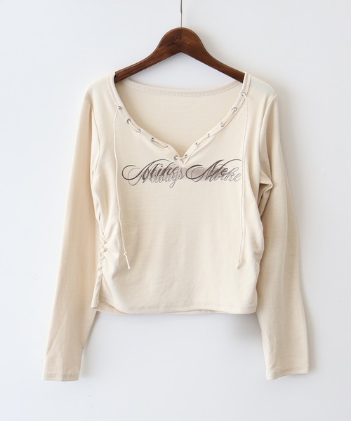 SpRay(スプレイ)の「ロゴスピンドルロンT(Tシャツ/カットソー・レディース・ホワイト/ブラック/アイボリー/ブラウン/ボルドー・FREE)」の10枚目の写真