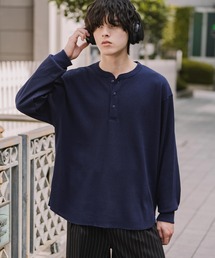 セール】BIKE STAR ワンポイント刺繍総柄ワッフルヘンリーネックT（T