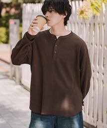 Rocky Monroe（ロッキーモンロー）の「新色追加 オーバーサイズ T Cワッフルヘンリーネック長袖Tシャツ（Tシャツ/カットソー）」