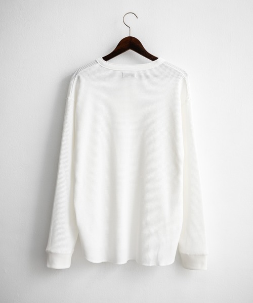 オーバーサイズ T/Cワッフルヘンリーネック長袖Tシャツ（Tシャツ