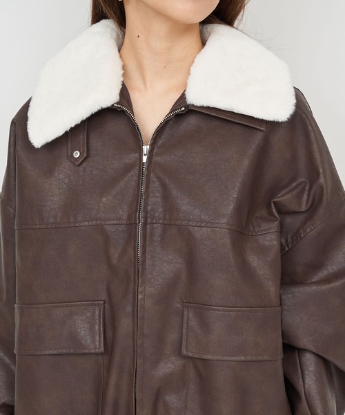 セール】フェイクビンテージレザー2wayジャケット（ライダース