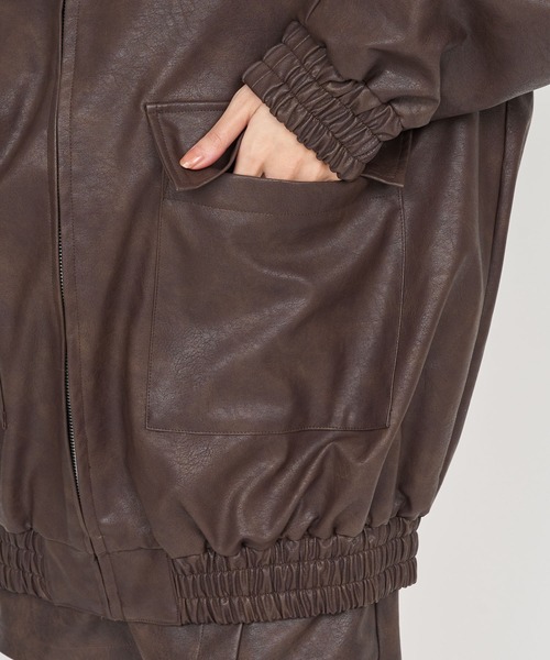 ROYAL PARTY(ロイヤルパーティー)の「フェイクビンテージレザー2wayジャケット(ライダースジャケット・レディース・ブラック/ブラウン・FREE)」の12枚目の写真