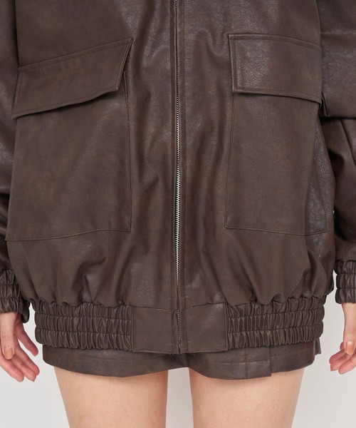 ROYAL PARTY(ロイヤルパーティー)の「フェイクビンテージレザー2wayジャケット(ライダースジャケット・レディース・ブラック/ブラウン・FREE)」の13枚目の写真