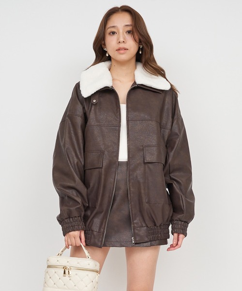 セール】フェイクビンテージレザー2wayジャケット（ライダース