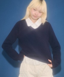 FEKETE | alpaca wool v-neck knit & slim scarf set / アルパカウールスリムマフラー付きVネックニット(ニット/セーター)