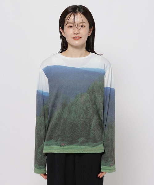 niko and...（ニコアンド）の「ランドスケープロングTシャツ（Tシャツ/カットソー・レディース・ライトブルー/ベージュ/グリーン・FREE）」の16枚目の写真