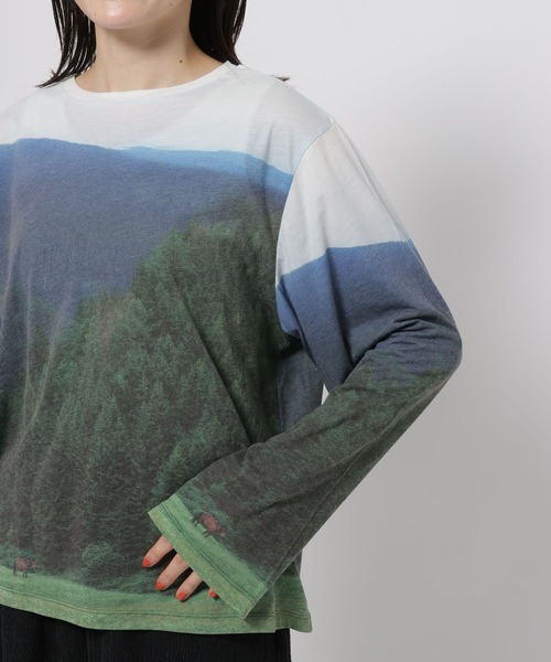 niko and...（ニコアンド）の「ランドスケープロングTシャツ（Tシャツ/カットソー・レディース・ライトブルー/ベージュ/グリーン・FREE）」の21枚目の写真