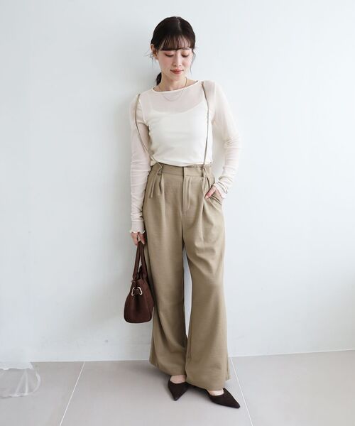le.coeur blanc(ルクールブラン)の「《手洗い可能》ドビークロスサス付きタックワイドパンツ(その他パンツ・レディース・ブラック/キャメル・36/38)」の8枚目の写真