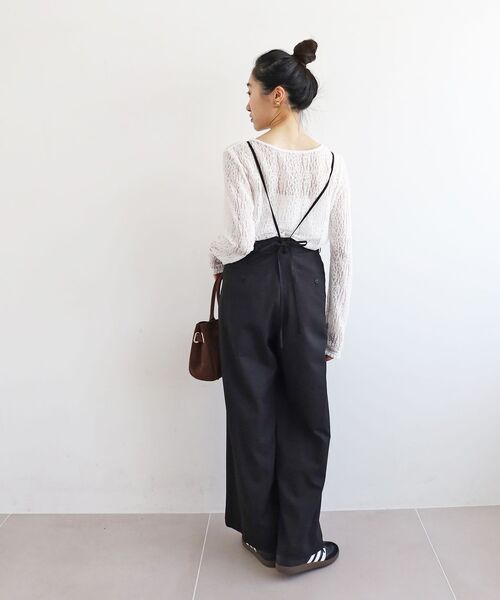 le.coeur blanc(ルクールブラン)の「《手洗い可能》ドビークロスサス付きタックワイドパンツ(その他パンツ・レディース・ブラック/キャメル・36/38)」の14枚目の写真
