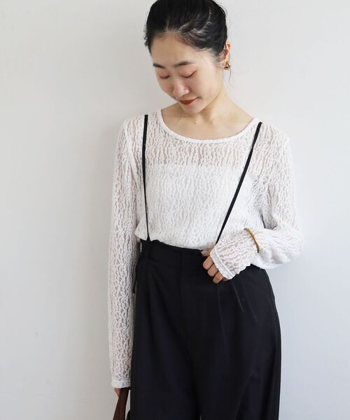 le.coeur blanc(ルクールブラン)の「《手洗い可能》ドビークロスサス付きタックワイドパンツ(その他パンツ・レディース・ブラック/キャメル・36/38)」の19枚目の写真