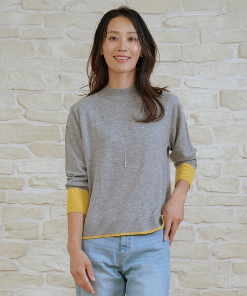 J.PRESS（ジェイプレス）の「SOFT TOUCH WOOL ブロッキング ニット（ニット/セーター・レディース・ベージュ系/ライトグレー系/ブラウン系・LARGE/MEDIUM）」の2枚目の写真