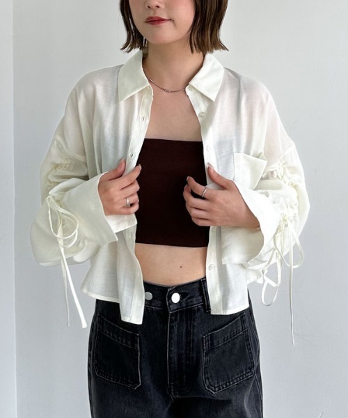 archives（アルシーヴ）の「ドロストスリーブショートシャツ（シャツ/ブラウス・レディース・ブルー/ブラウン/アイボリー・MEDIUM）」の11枚目の写真