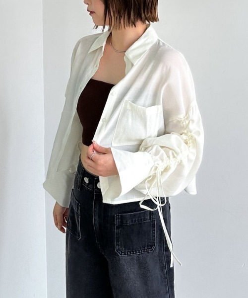 archives（アルシーヴ）の「ドロストスリーブショートシャツ（シャツ/ブラウス・レディース・ブルー/ブラウン/アイボリー・MEDIUM）」の13枚目の写真