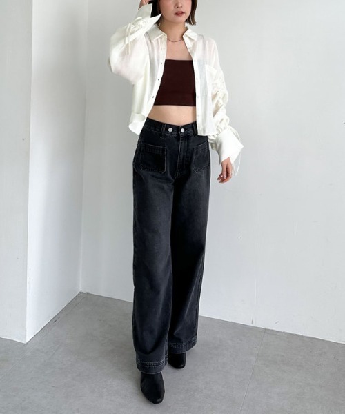 archives（アルシーヴ）の「ドロストスリーブショートシャツ（シャツ/ブラウス・レディース・ブルー/ブラウン/アイボリー・MEDIUM）」の16枚目の写真