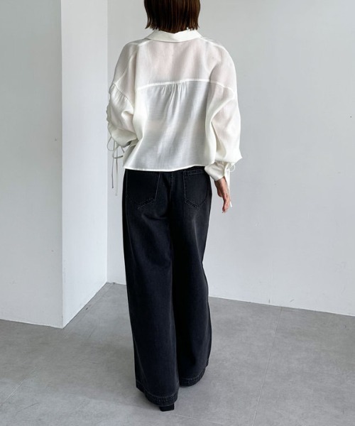 archives（アルシーヴ）の「ドロストスリーブショートシャツ（シャツ/ブラウス・レディース・ブルー/ブラウン/アイボリー・MEDIUM）」の18枚目の写真