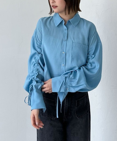 archives（アルシーヴ）の「ドロストスリーブショートシャツ（シャツ/ブラウス・レディース・ブルー/ブラウン/アイボリー・MEDIUM）」の20枚目の写真