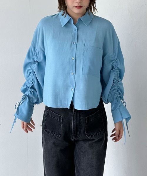 archives（アルシーヴ）の「ドロストスリーブショートシャツ（シャツ/ブラウス・レディース・ブルー/ブラウン/アイボリー・MEDIUM）」の21枚目の写真