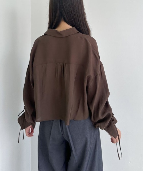 archives（アルシーヴ）の「ドロストスリーブショートシャツ（シャツ/ブラウス・レディース・ブルー/ブラウン/アイボリー・MEDIUM）」の6枚目の写真