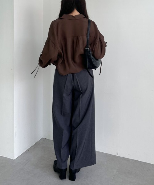 archives（アルシーヴ）の「ドロストスリーブショートシャツ（シャツ/ブラウス・レディース・ブルー/ブラウン/アイボリー・MEDIUM）」の10枚目の写真