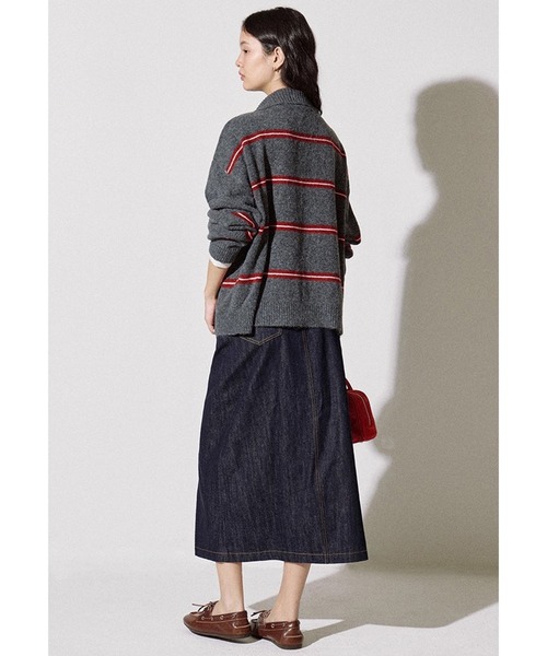 ボーダー柄 ハーフジップ ウールニットトップス FQ25S176【Fano Studios】【2025AW】