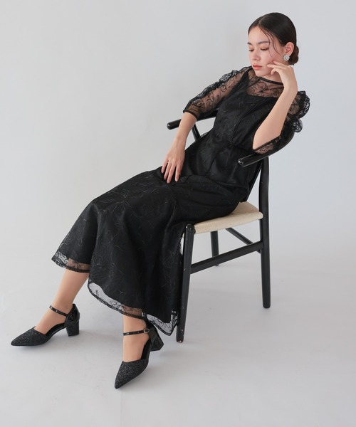 haremode（ハレモード）の「フローラルレイヤードチュールドレス（ドレス・レディース・ベージュ/ブラウン/ブラック・S/M）」の11枚目の写真