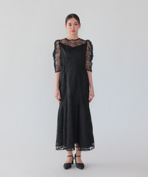 haremode（ハレモード）の「フローラルレイヤードチュールドレス（ドレス・レディース・ベージュ/ブラウン/ブラック・S/M）」の16枚目の写真