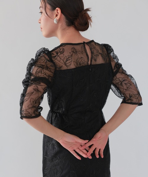 haremode（ハレモード）の「フローラルレイヤードチュールドレス（ドレス・レディース・ベージュ/ブラウン/ブラック・S/M）」の5枚目の写真