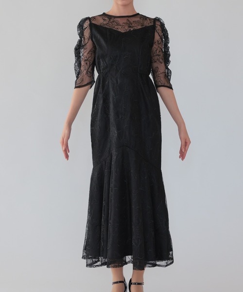 haremode（ハレモード）の「フローラルレイヤードチュールドレス（ドレス・レディース・ベージュ/ブラウン/ブラック・S/M）」の20枚目の写真