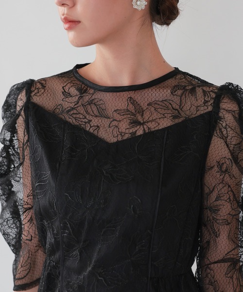 haremode（ハレモード）の「フローラルレイヤードチュールドレス（ドレス・レディース・ベージュ/ブラウン/ブラック・S/M）」の21枚目の写真