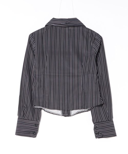 almo（アルモ）の「【LAMPOON】ストライプタイトシャツ（シャツ/ブラウス・レディース・ブラック・SMALL/MEDIUM/LARGE）」の2枚目の写真