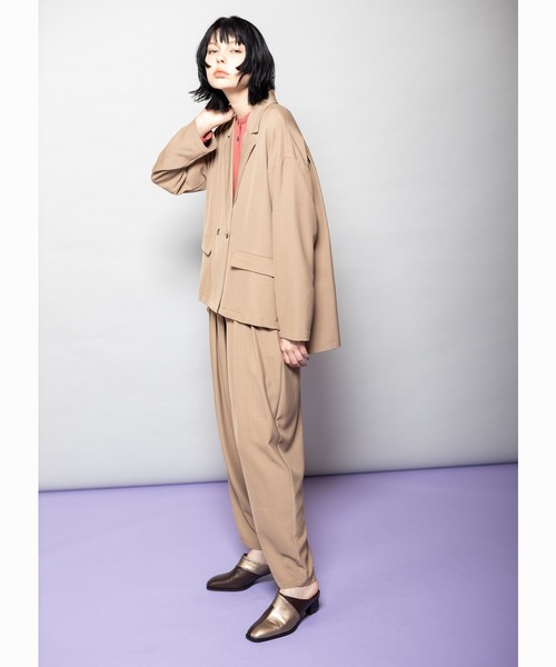 OSMOSIS（オズモーシス）の「バックタックダブルブレストジャケット（テーラードジャケット・レディース・グレー/ベージュ/ブラック・ONE SIZE）」の13枚目の写真