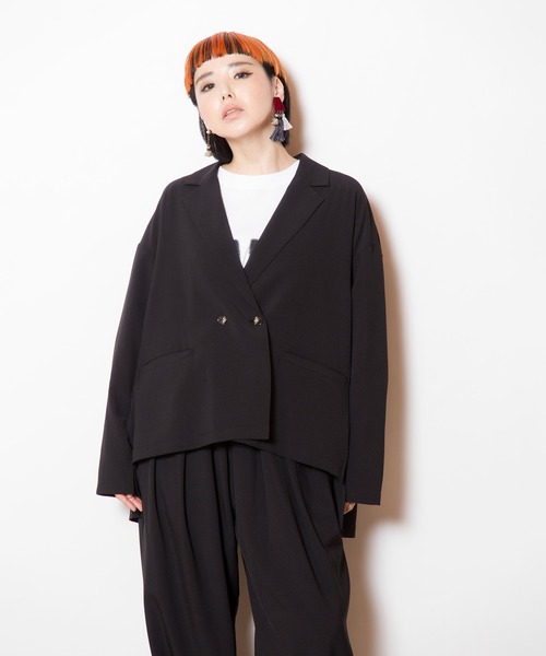 OSMOSIS（オズモーシス）の「バックタックダブルブレストジャケット（テーラードジャケット・レディース・グレー/ベージュ/ブラック・ONE SIZE）」の16枚目の写真